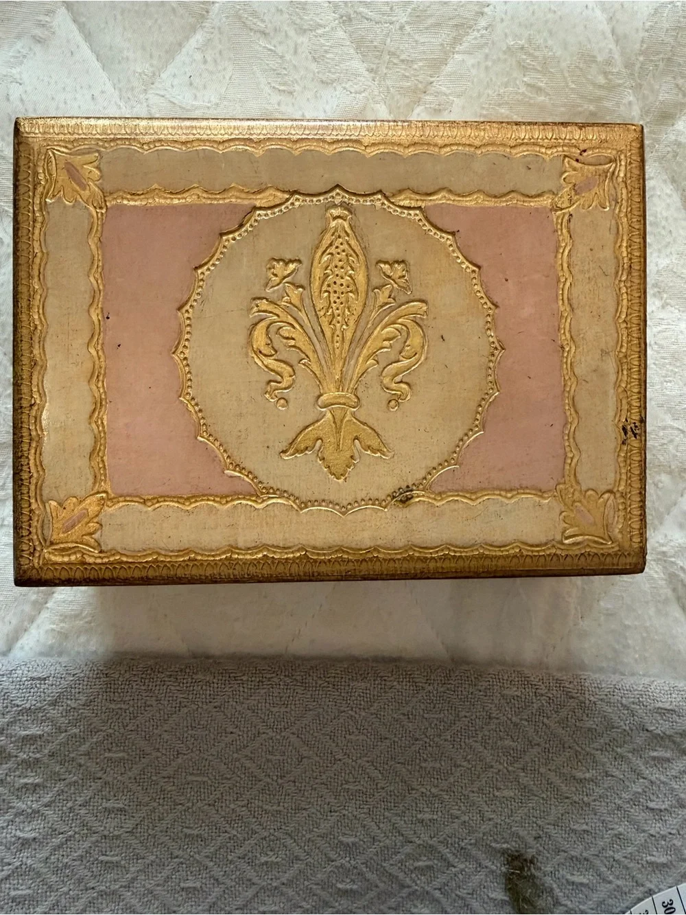 Vintage 1960’s Masi Ornate Gold and Blush Decorative Accent Box made in Italy
